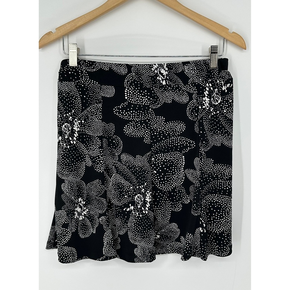 On Carnaby Womens Black White Floral Dot Mini Skirt Size L B6